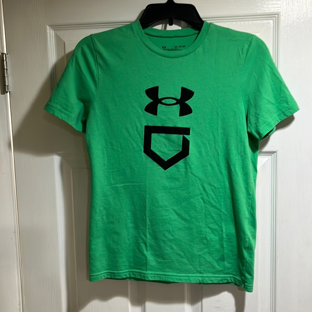 Under Armour kids Sz Youth Large Baseball Tee-Shirt Green EUC